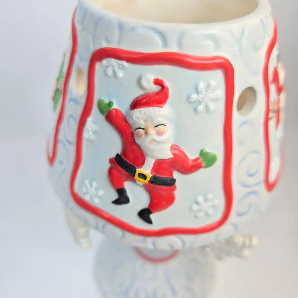 Vtg Michael‎ Sparks Candle Votive Lamp Christmas Holiday Winter Santa Reindeer